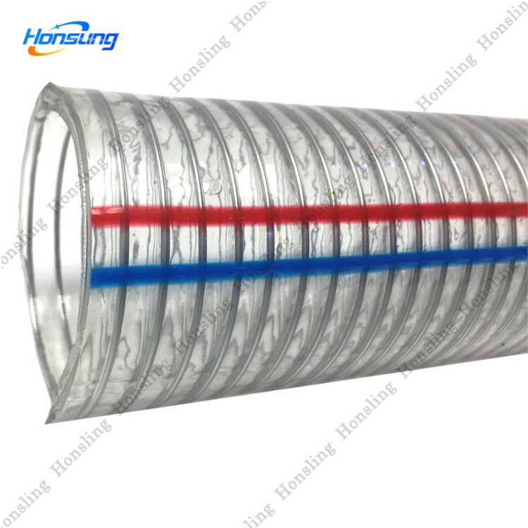 clear pvc thunder hose/pvc steel wire spiral reinforced food grade suction hose pipe