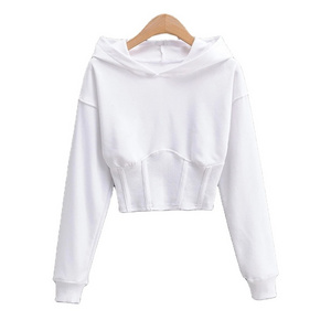 Autumn And Winter Pure Color Corset Waist Sweater Hoodie Womens Sweaters Casual Cotton Knit Sweater Top