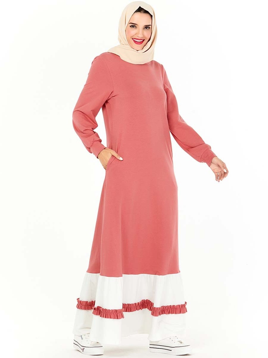 Fashion sweater pocket Arab dress long sleeve embroidered dress