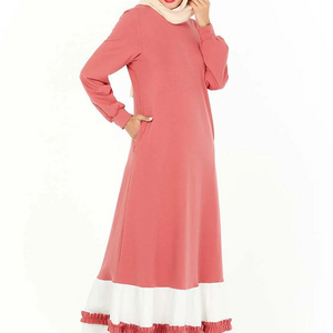 Fashion sweater pocket Arab dress long sleeve embroidered dress