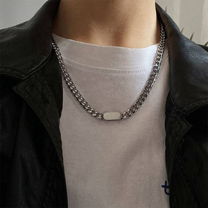 Fashion Trendy Jewelry Stainless Steel Choker Hiphop Punk Band Curb Cuban Chain Link Necklace for Men Women