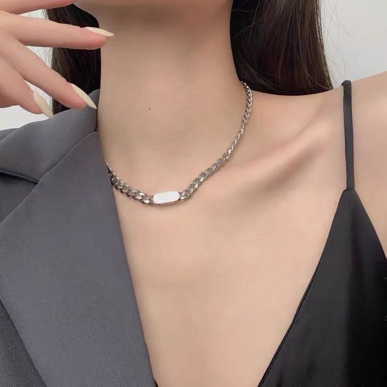 Fashion Trendy Jewelry Stainless Steel Choker Hiphop Punk Band Curb Cuban Chain Link Necklace for Men Women