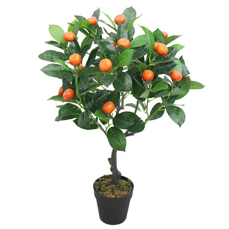 Home Decoration Artificial Lucky  Plastic Kumquat Ornamental Bonsai Fruit Tree