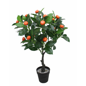 Home Decoration Artificial Lucky  Plastic Kumquat Ornamental Bonsai Fruit Tree