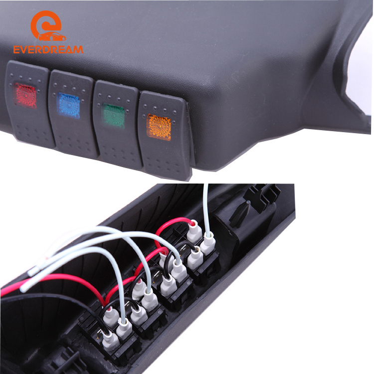 Car Panel A Pillar Switch Pod Panel with 4 Rocker Switches  For  Jeep Wrangler JK 2007-2017