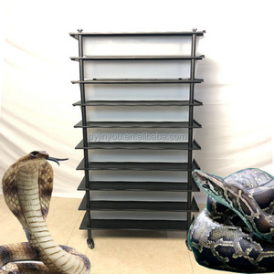 Metal single pull 9 layer reptile cage with wheels and box 76.5*56*175cm pet snake lizard breeding rack