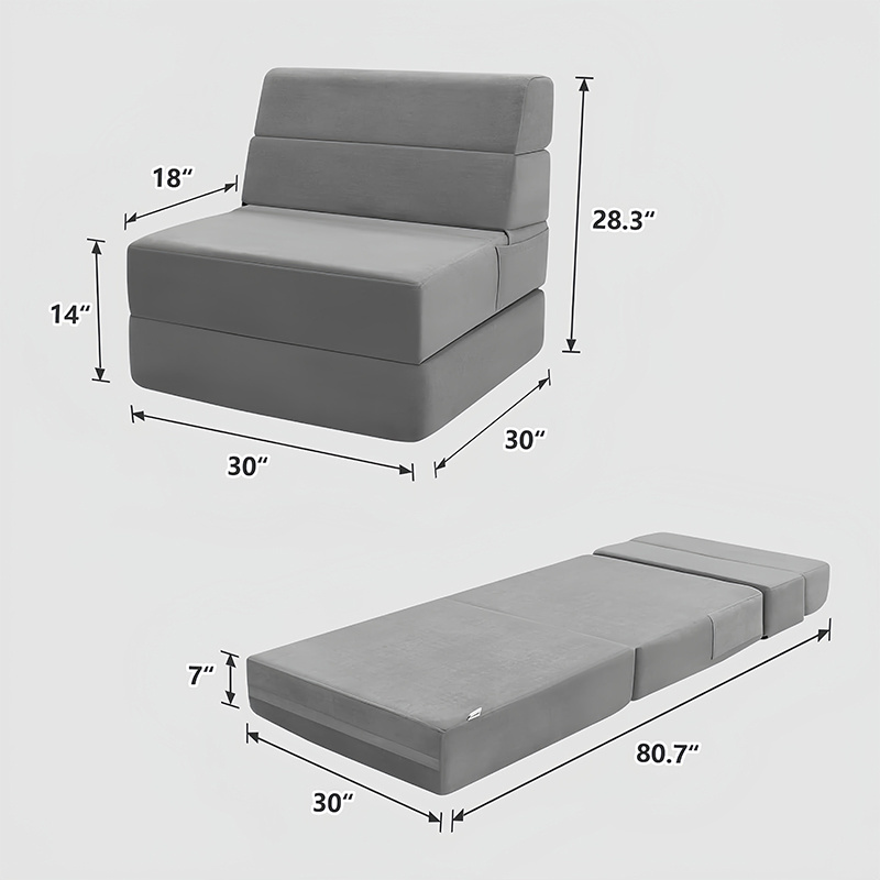 Folding Sofa Bed, Foam Foldable Sofa Bed for Space Saving, Four Fold Convertible Sofa Bed Couch Kids Play Area