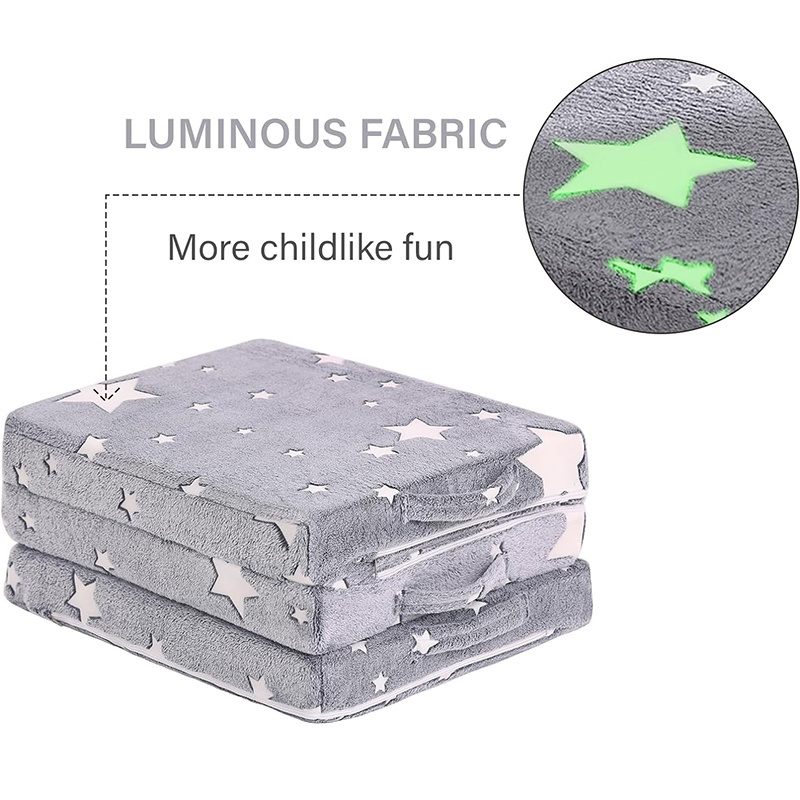 Tri fold Mattress for Kids Glow in The Dark Baby Kids Futon with Removable Cover Portable Foam Toddler Nap Mat with Storage Bag