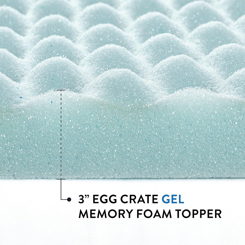 3 Inch Mattress topper cooling gel memory foam single twin hotel Egg Crate Memory Foam Bed Topper Rolled Mattress Topper