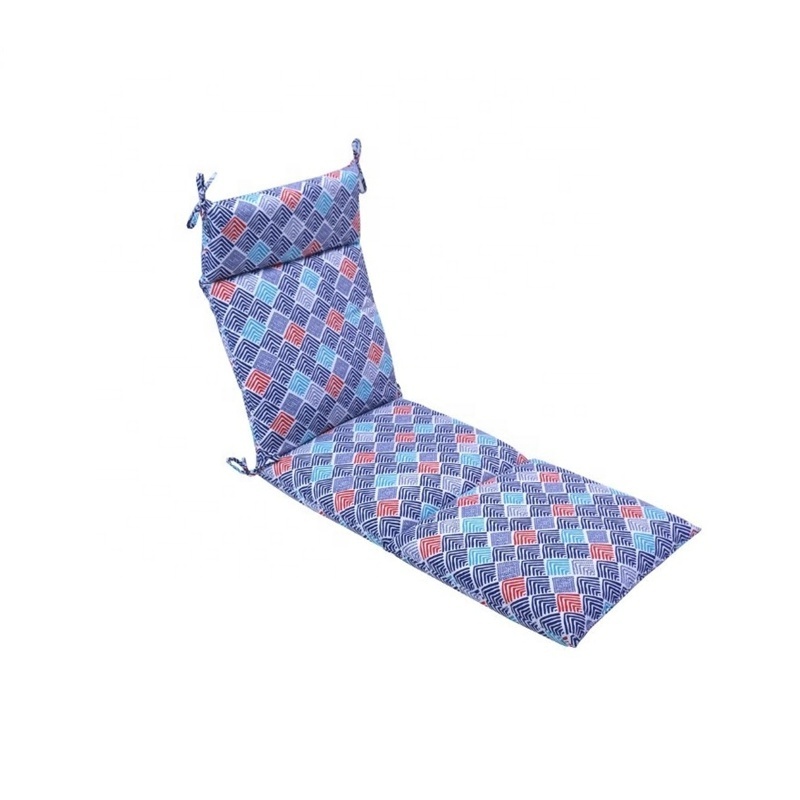 Blue Outdoor Chaise Lounge Folding Cushion,Water-Resistant Adjustable Lounge Chair Cushion,Reclining Sun Lounger Cushions