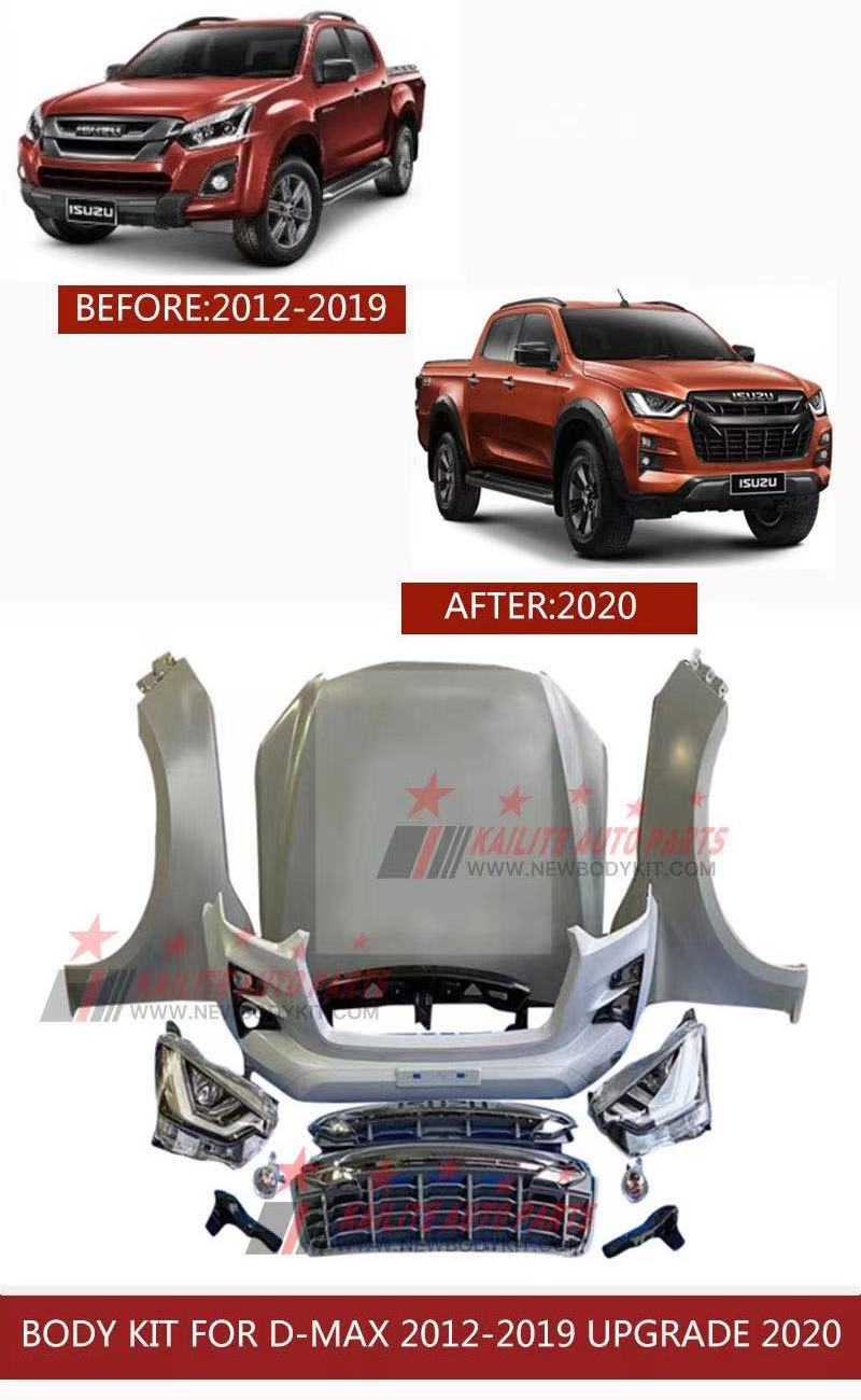 KLT Newest Car Front Bumper Facelift Wide Conversion Bodykit Body Kit for Dmax 2016-2019 Change Upgrade to 2020 2021