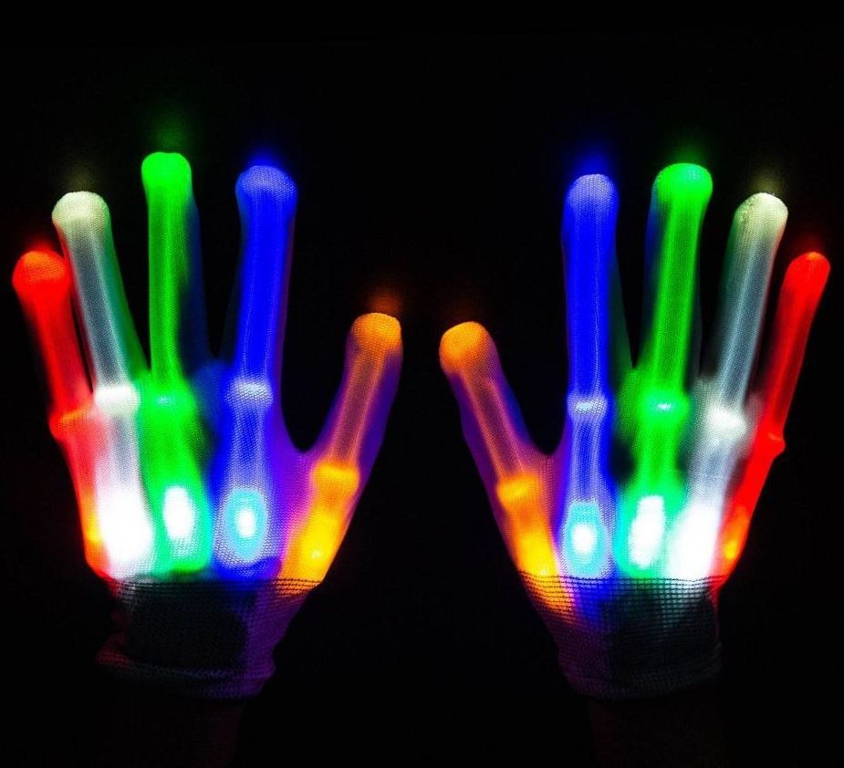 Wholesale Rave Light Flashing Finger Lighting Glow Mittens LED Glow Gloves for Halloween