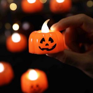 Halloween Outdoor Decor Led Mini Plastic Pumpkin Lights Decoration For Indoor Party Tabletop Decorations