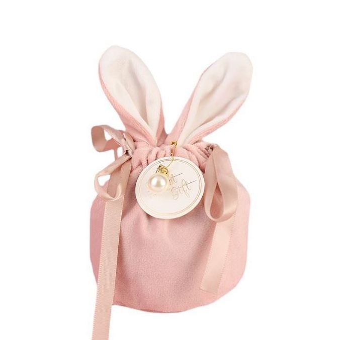 Wholesale Party Decoration Easter Gift Buckets Cute Velvet Bunny Bags Easter Basket