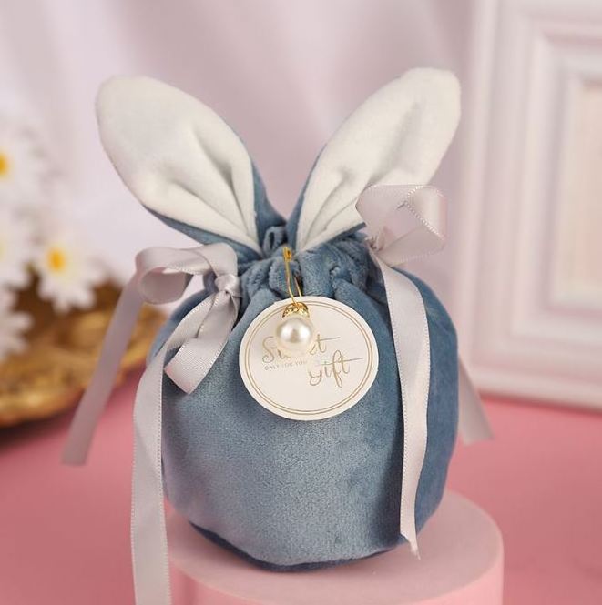 Wholesale Party Decoration Easter Gift Buckets Cute Velvet Bunny Bags Easter Basket