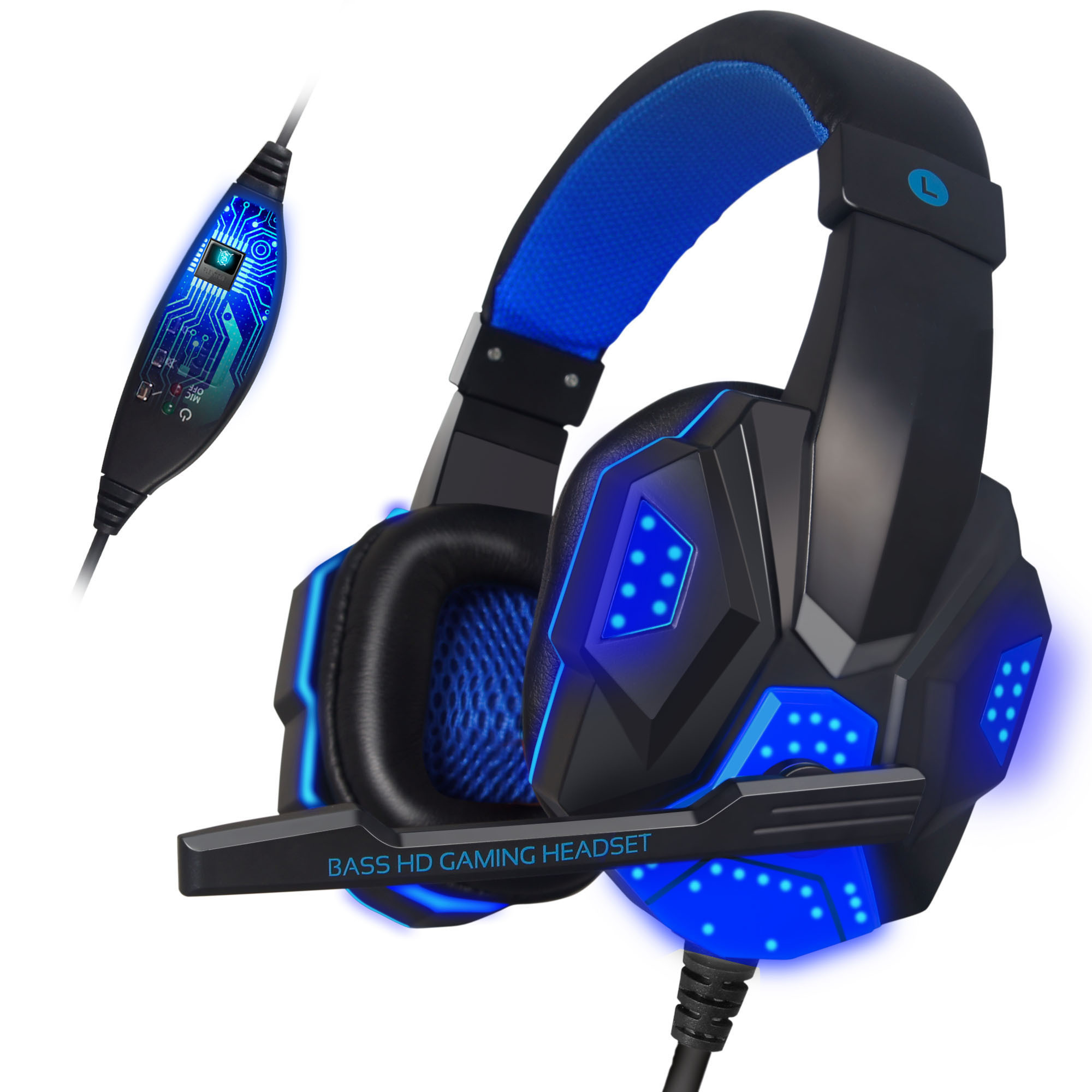 New model 7.1 Virtual Surround sound Headset Gaming Color LED Light Gamer Headphones With Super Bass headphone