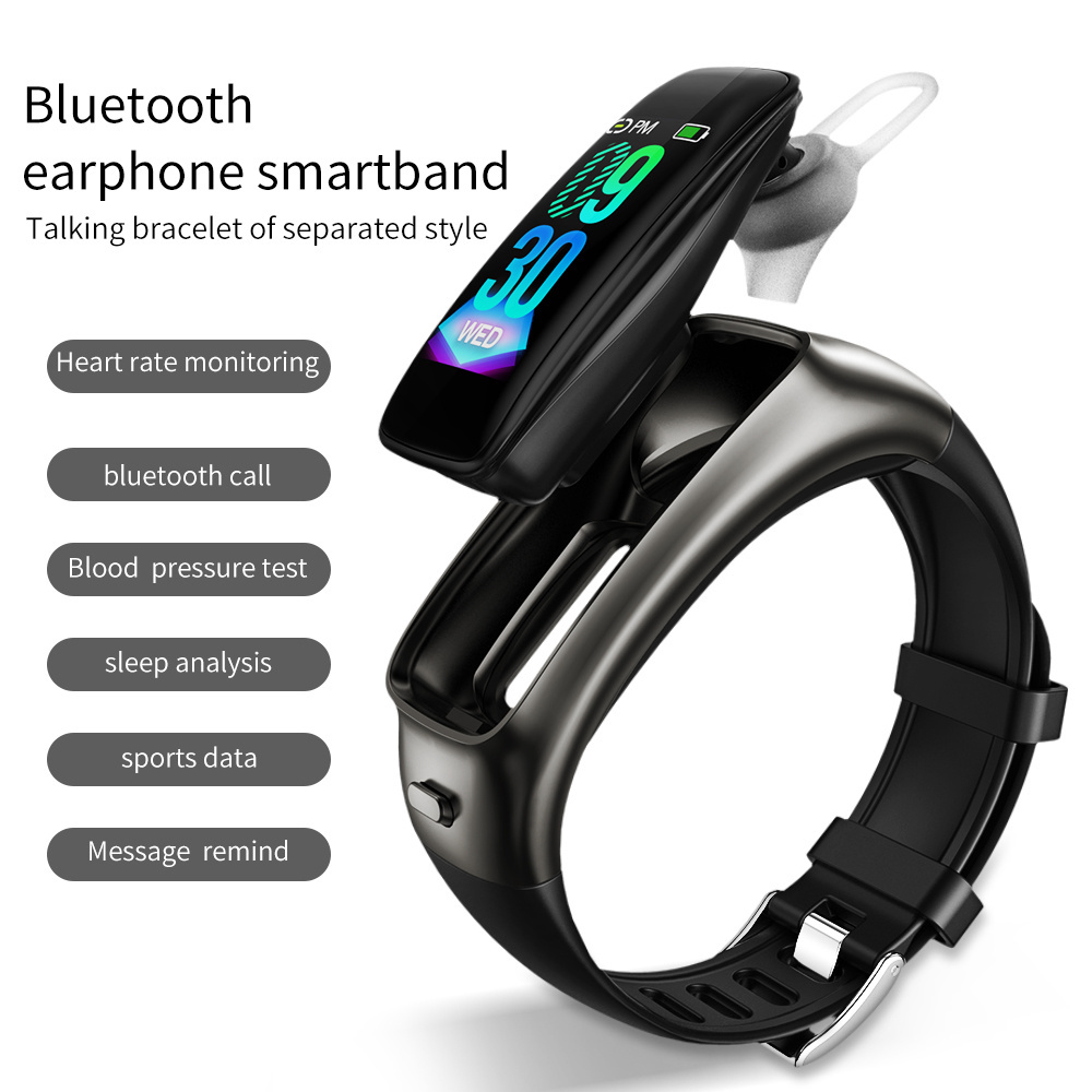 2023 New Bt02 Bt Headset Bracelet Tft Screen Call Music Heart Rate Monitoring Smart Smartwatch