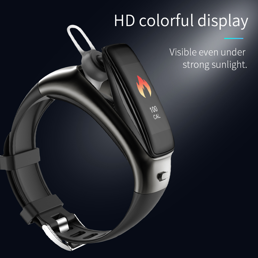 2023 New Bt02 Bt Headset Bracelet Tft Screen Call Music Heart Rate Monitoring Smart Smartwatch