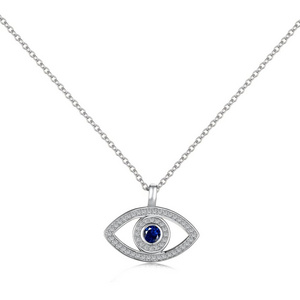 Vintage Turkish 925 Silver Devil Eye Pendant Italian Necklace Jewelry 18K Gold Plated Blue Stone Lucky Eyes Necklaces For Women