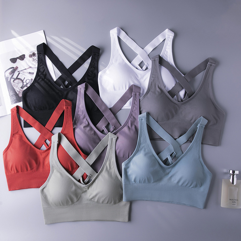 Hot Selling Exercise activewear Breathable Fitness Top Big Seamless Gym Cross Back Sports High Impact Yoga Sports Bra