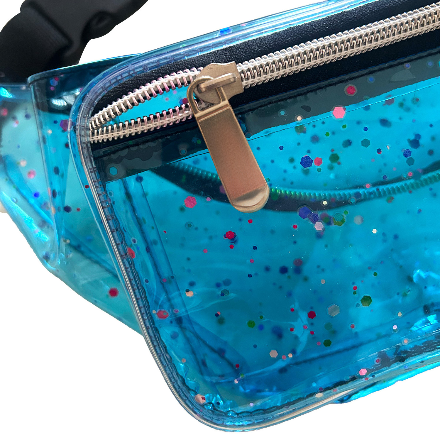 Wholesale Shine Sequins Custom Transparent Clear Fanny Pack Plastic PVC Waist Bag Waterproof Kid bags