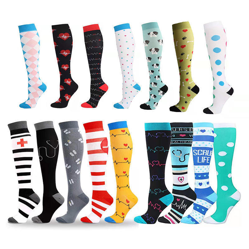 Wholesale Mens Socks Athletic Running Sport Knee High Stocking 20-30mmhg Nurse Compression Socks