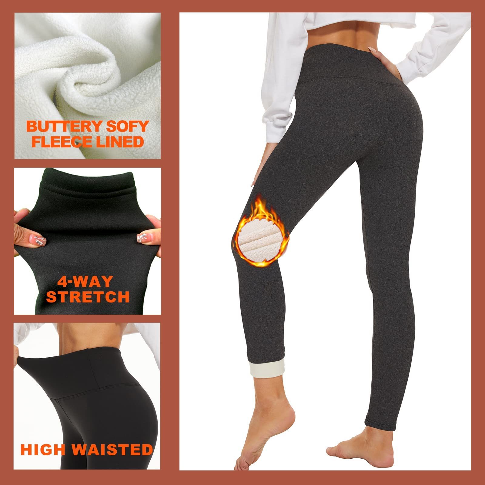 Wholesale Winter Warm Plush Tights High Waist Fleece Lined Yoga Leggings with Pocket Thick Thermal Leggings For Women