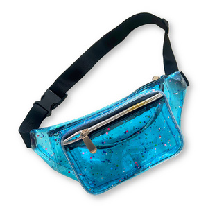 Wholesale Shine Sequins Custom Transparent Clear Fanny Pack Plastic PVC Waist Bag Waterproof Kid bags