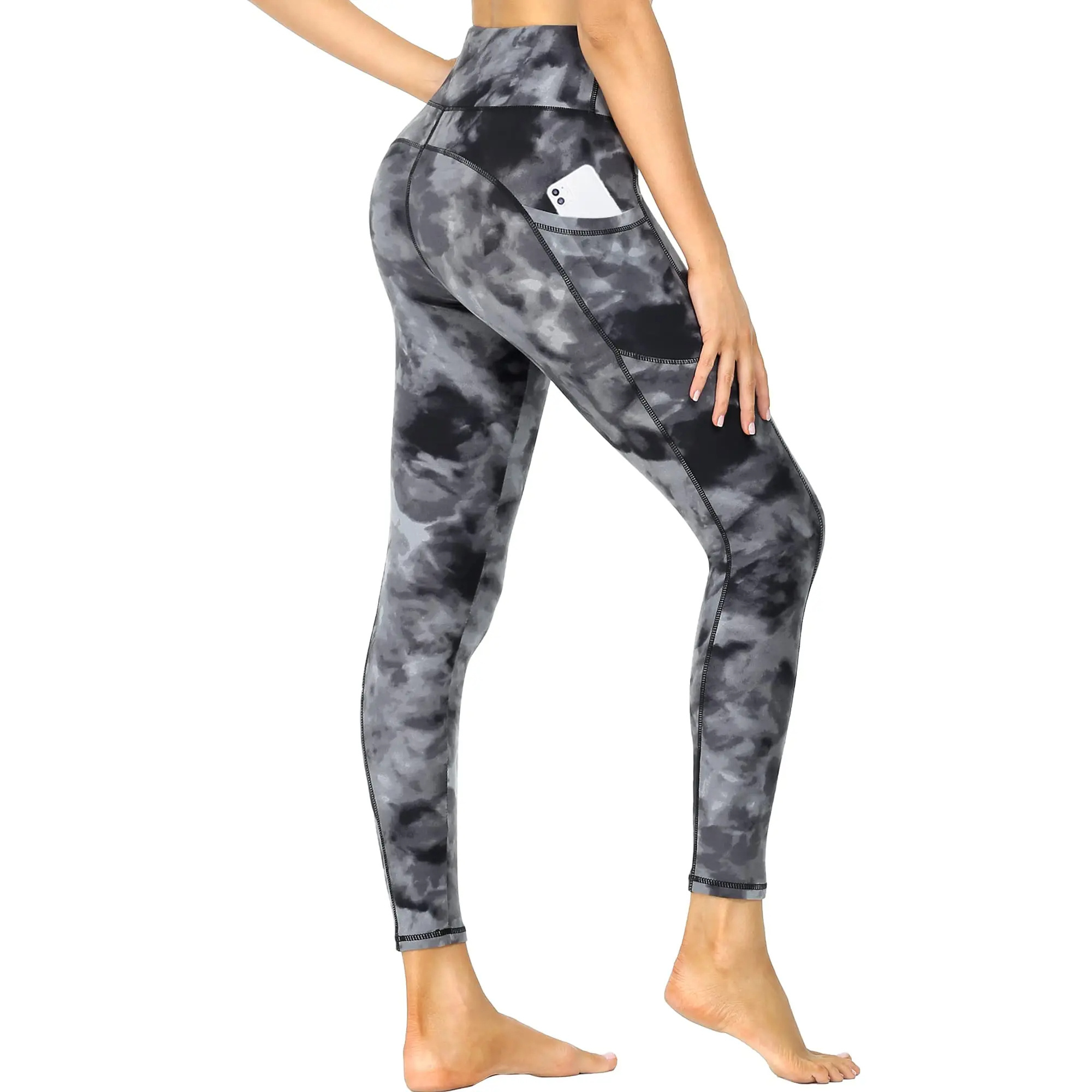 Wholesale Custom Gym Fitness Yoga Legging For Women High Waist Breathable Tights Printing Pants With Pocket Athleisure Wearing