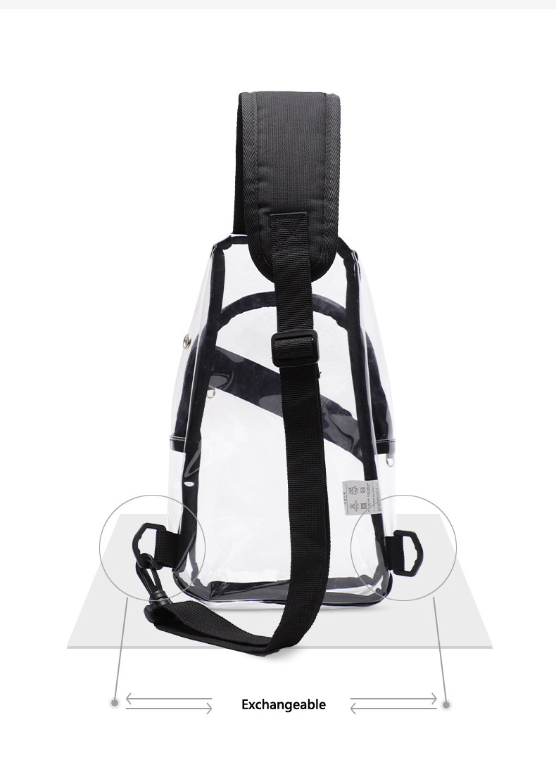 Mini Clear PVC Crossbody Sling Bag Transparent Casual Daypack Chest Bag Adjustment Left Right Band Bags