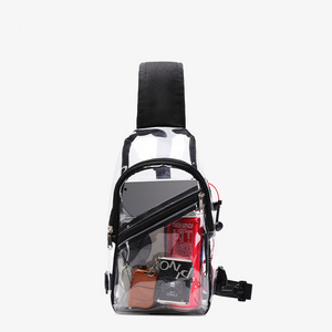 Mini Clear PVC Crossbody Sling Bag Transparent Casual Daypack Chest Bag Adjustment Left Right Band Bags