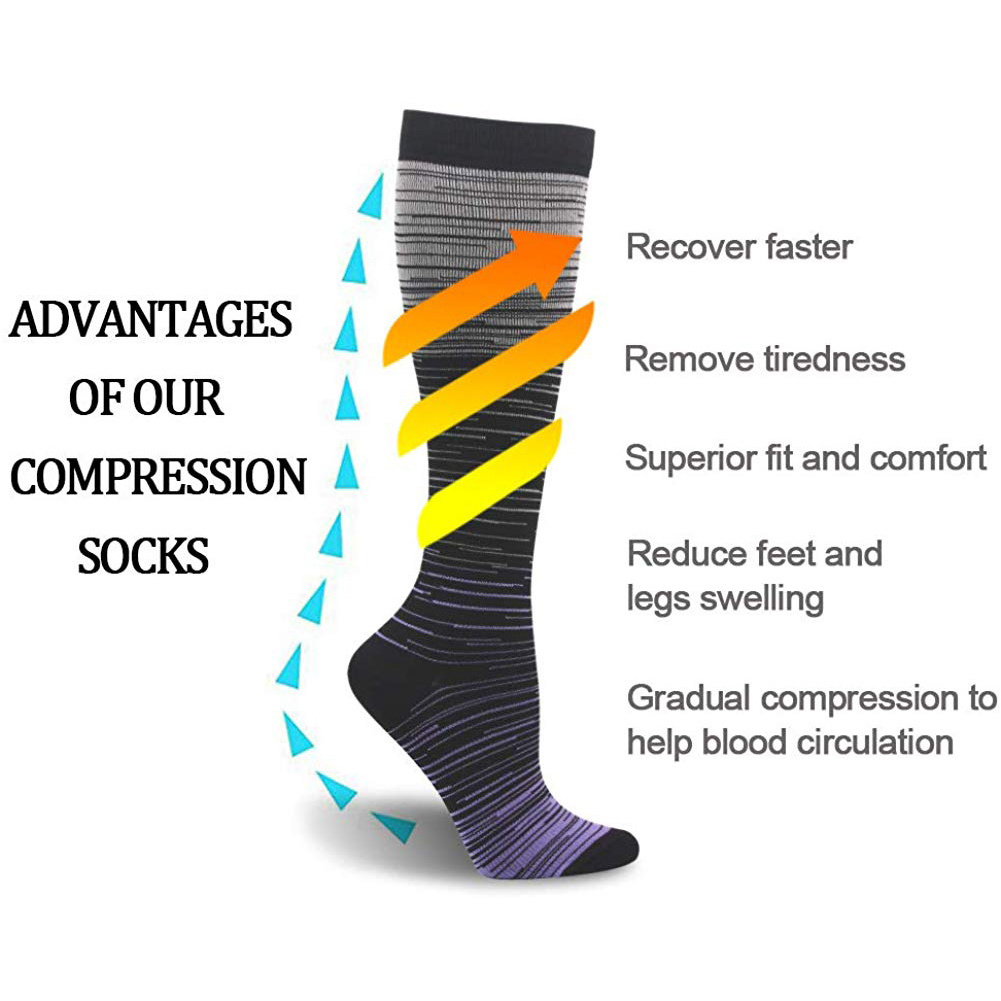 Wholesale Mens Socks Athletic Running Sport Knee High Stocking 20-30mmhg Nurse Compression Socks