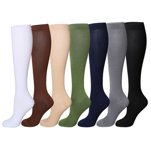 Solid Blank 20-30 mmHg Compression Socks for Men & Women Graduated Supports Socks for Soccer Running Nurses