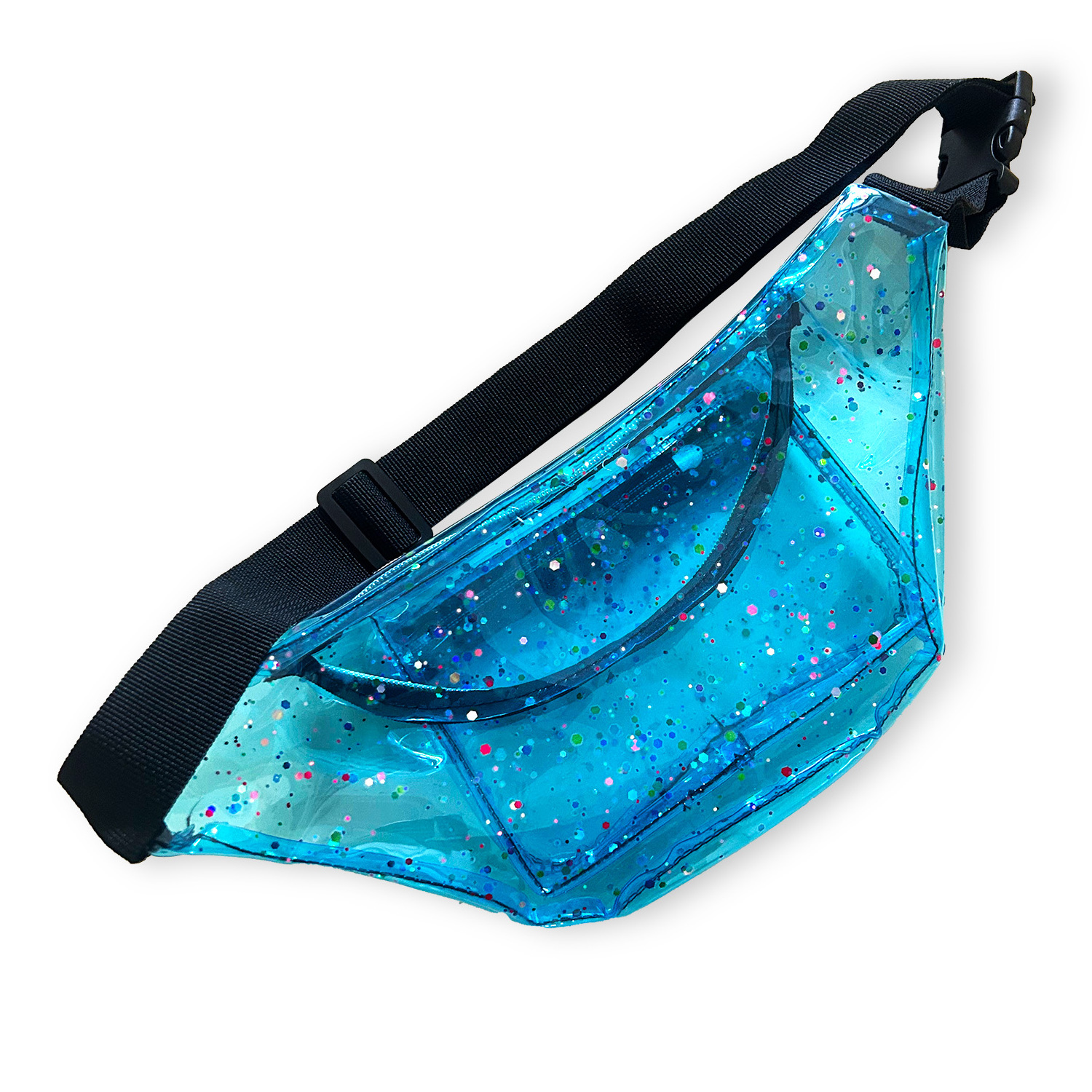 Wholesale Shine Sequins Custom Transparent Clear Fanny Pack Plastic PVC Waist Bag Waterproof Kid bags