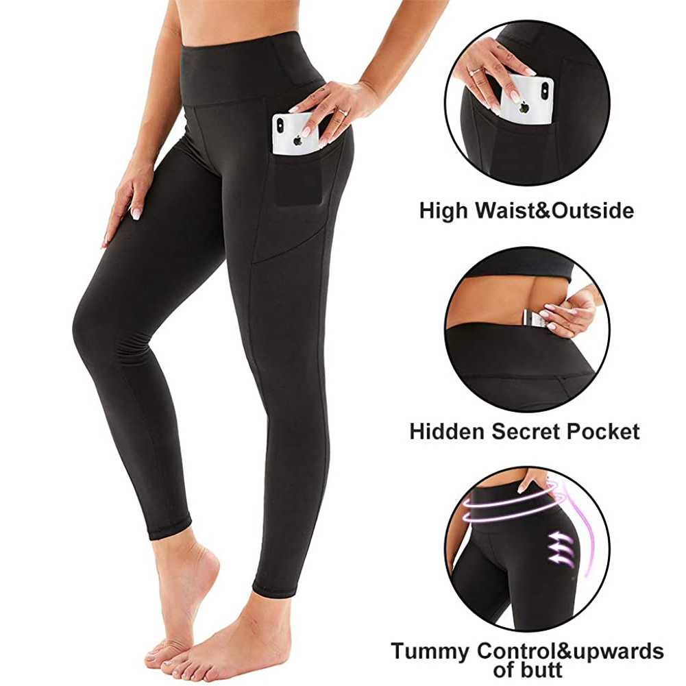 Women High Waisted Print Leggings 4 Way Stretch Tummy Control Fitness Yoga Pants with Pockets