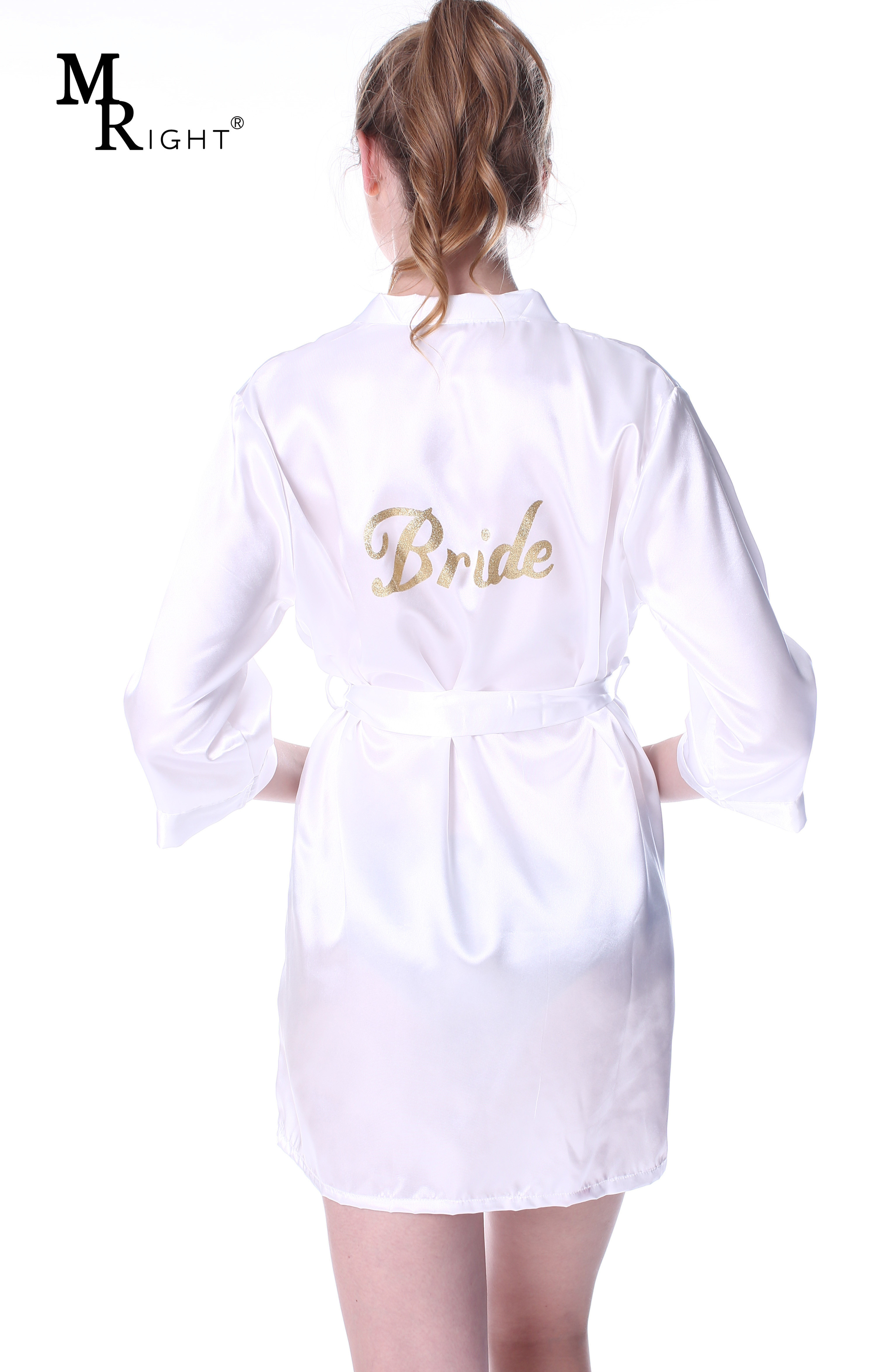 Women's Bridal Robes Satin Bride and Bridesmaid Wedding Party Dress