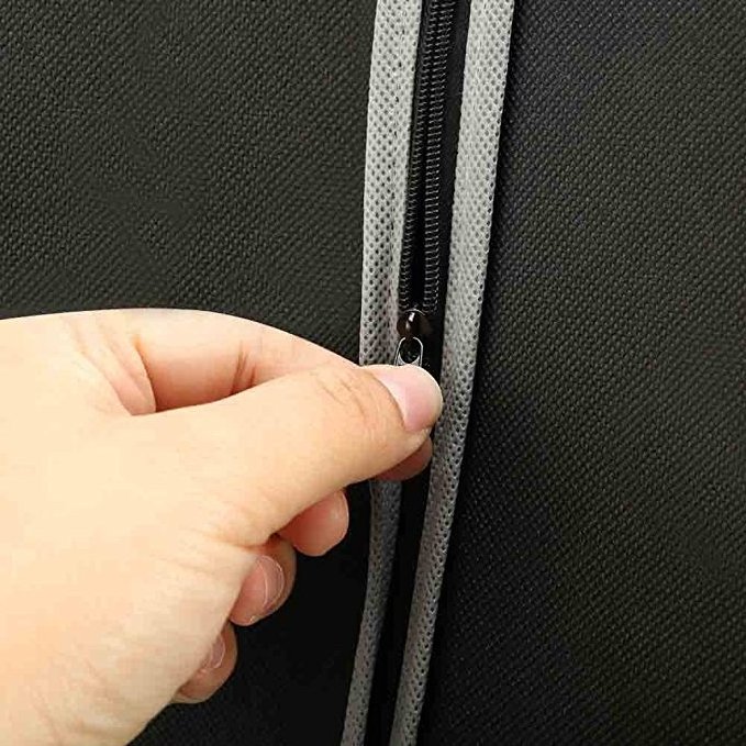 3 pack Garment Bags, Black Foldable Breathable Garment Suit Dress Jacket Coat Shirt Dust Cover Bag - Set of 3