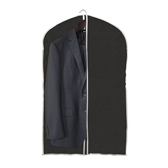 3 pack Garment Bags, Black Foldable Breathable Garment Suit Dress Jacket Coat Shirt Dust Cover Bag - Set of 3