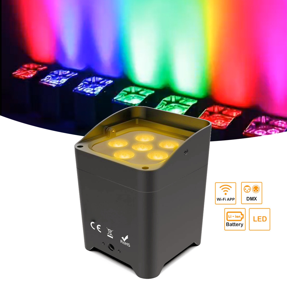 High Quality Wireless Uplight 6X18W Rgbwa Uv 6In1 Battery Powered Led Par Can Stage Lighting Led