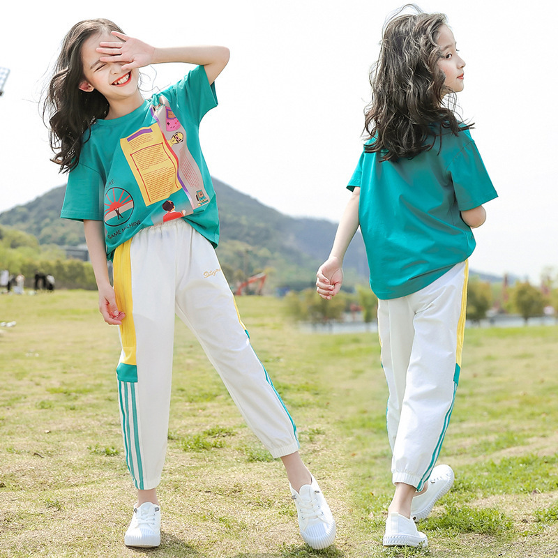 Two-piece suit fashionable summer clothes for girls new style of children's foreign style in summer