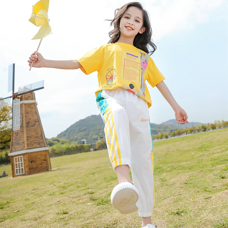 Two-piece suit fashionable summer clothes for girls new style of children's foreign style in summer