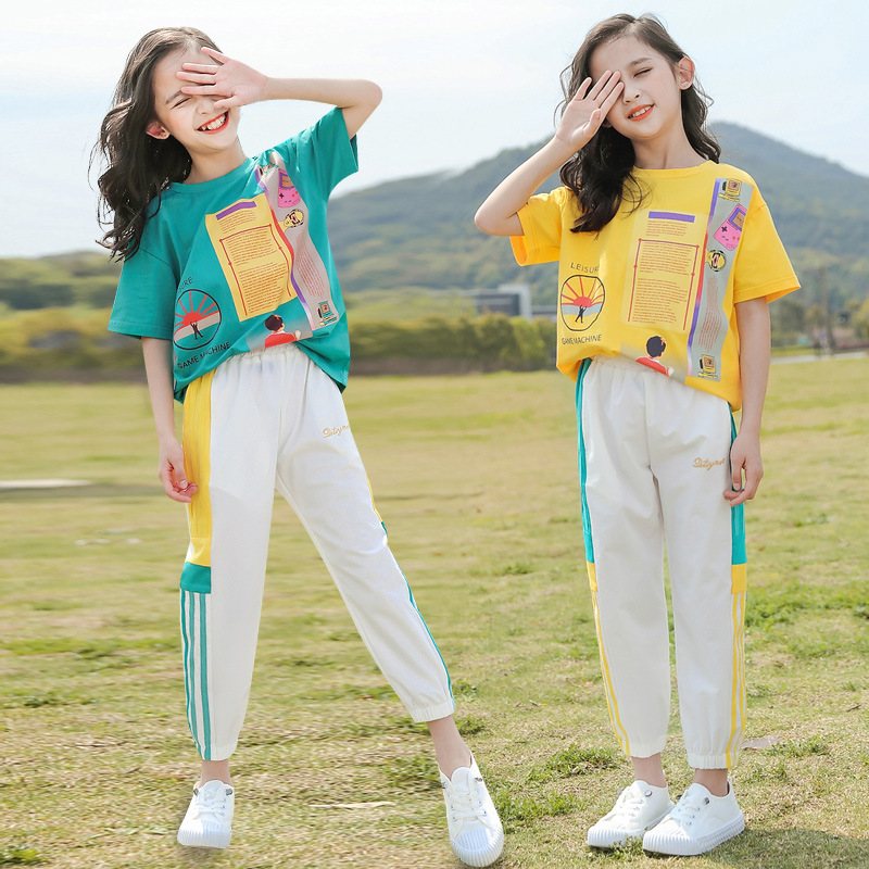 Two-piece suit fashionable summer clothes for girls new style of children's foreign style in summer