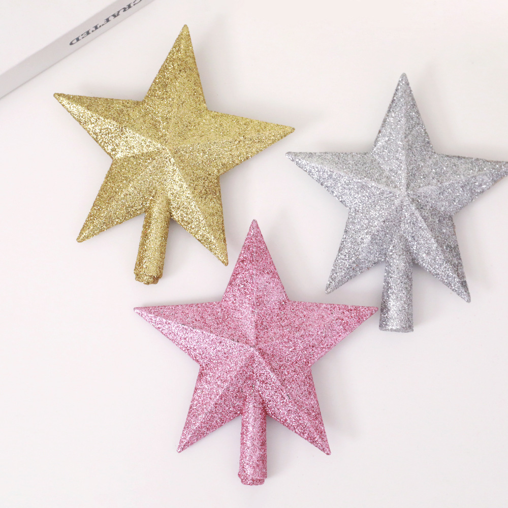 Christmas decorations Christmas tree top star decoration accessories plastic dust five-pointed star 15cm Christmas