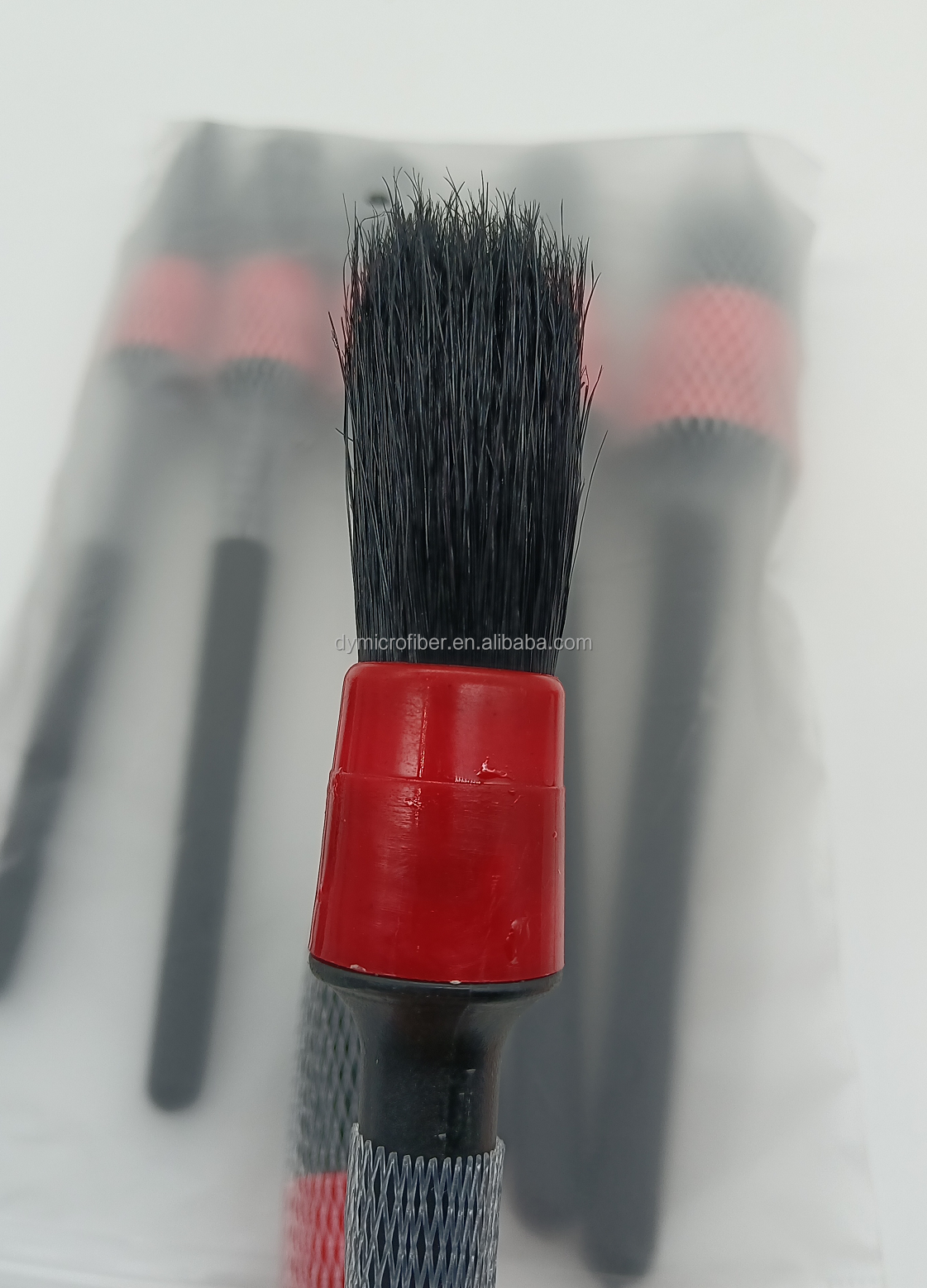 Natural Boar Hair Detailing Brush 5pcs Set, Automotive Non-Slip Detail Brushes for Cleaning Wheels, Engine, Interior, Exterior,