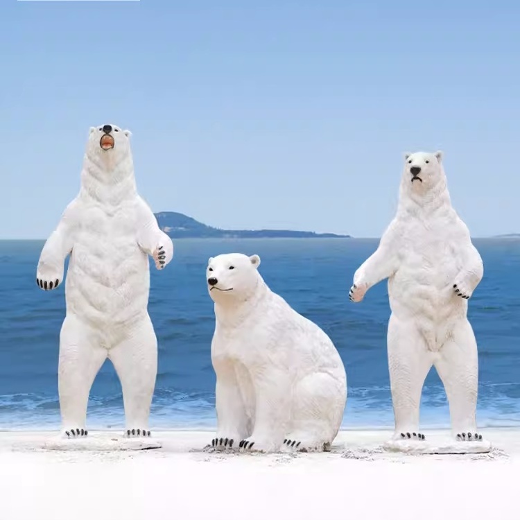 F001 Polar bear sculpture outdoor ocean museum amusement park decoration fiberglass sculpture simulation animal large ornaments