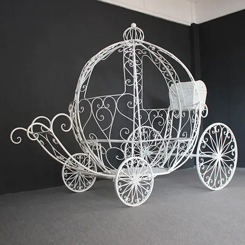 Miguo White Metal Cinderella Pumpkin Horse Carriage Outdoor Wedding Party Candy Cart