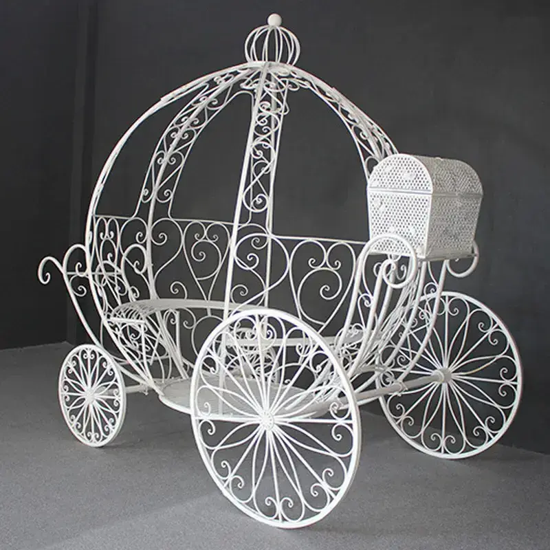 Miguo White Metal Cinderella Pumpkin Horse Carriage Outdoor Wedding Party Candy Cart