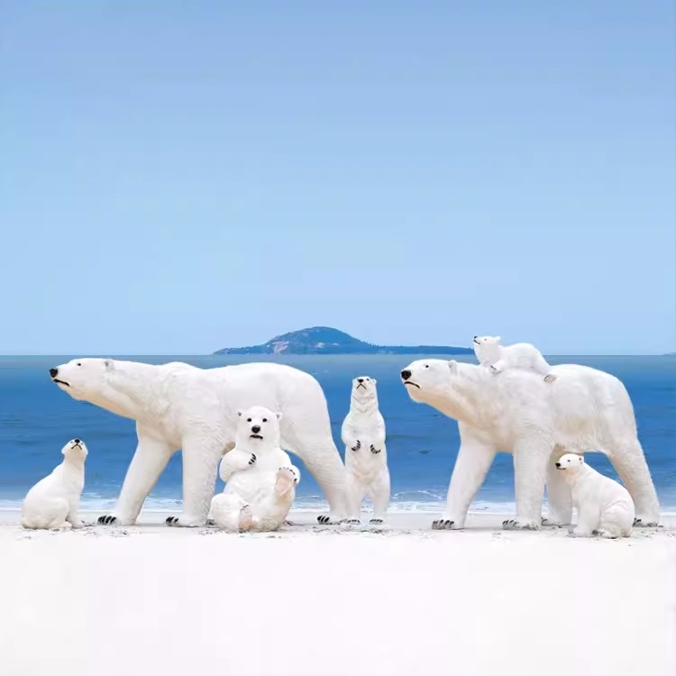 F001 Polar bear sculpture outdoor ocean museum amusement park decoration fiberglass sculpture simulation animal large ornaments