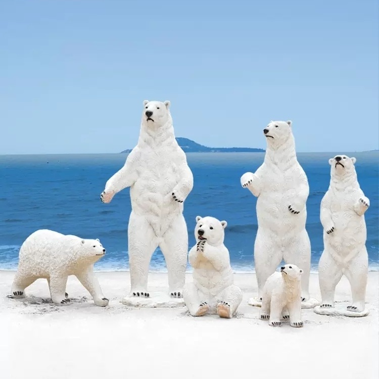 F001 Polar bear sculpture outdoor ocean museum amusement park decoration fiberglass sculpture simulation animal large ornaments