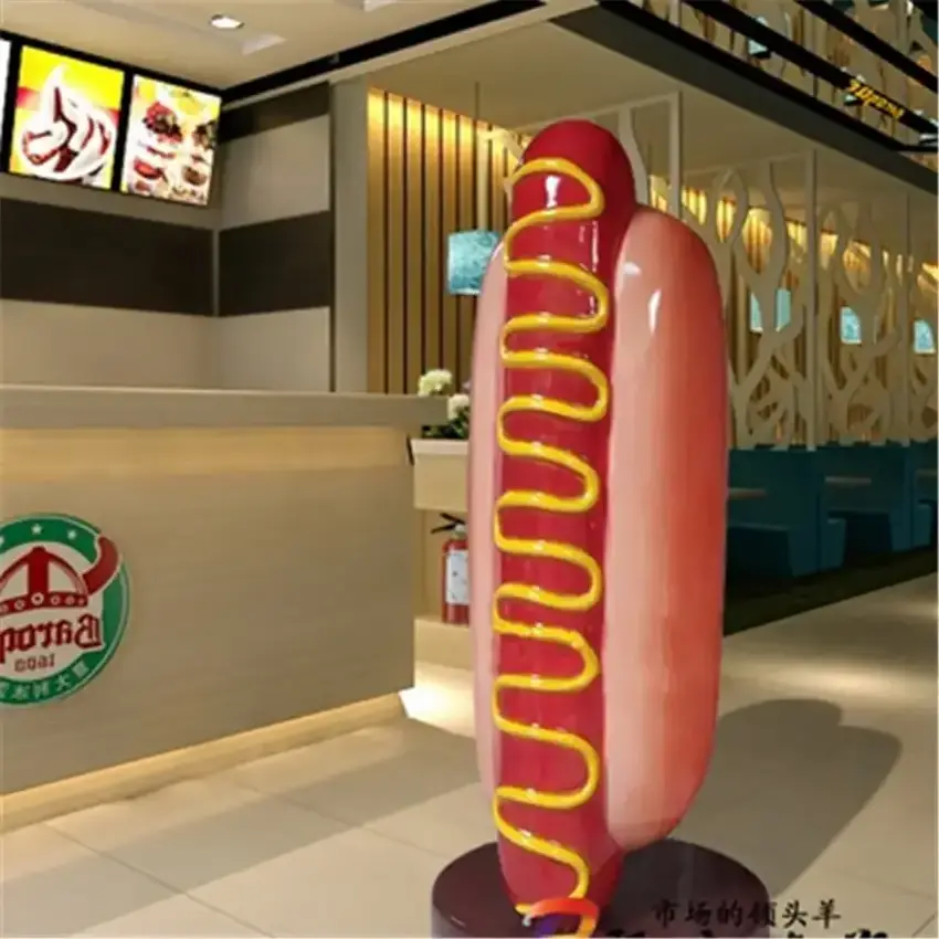 Miguo Custom Fiberglass Food Hot Dog Sculpture For Bakery Outdoor Large Art Creative Decorations